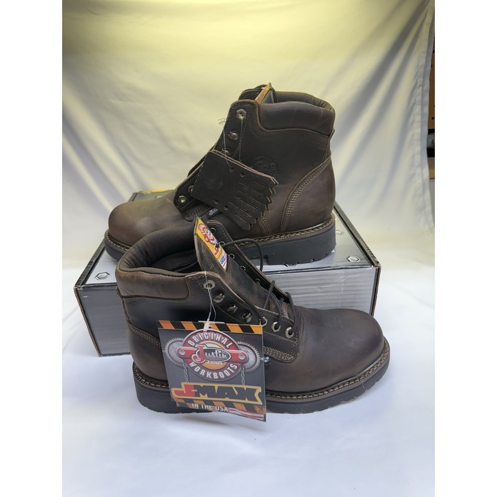 NEW Justin Mens J-Max Steel Toe Bay Work Boots, 6" H, 439 Sz 9EE W/ Box